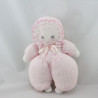 Doudou poupée chiffon rose blanc rayé MUNDIA