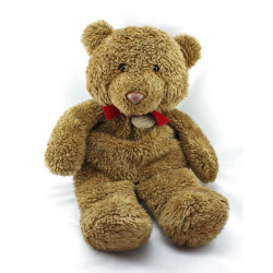 Grand Doudou et compagnie ours brun marron noeud rouge 