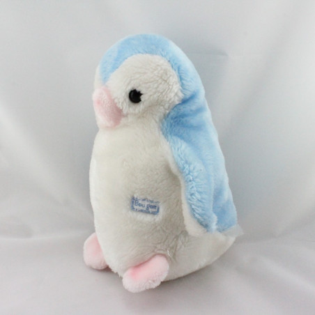 Peluche pingouin bleu blanc rose BOULGOM
