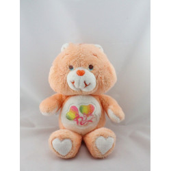 Peluche Bisounours orange clair Groschéri coeurs rubans CARE BEARS