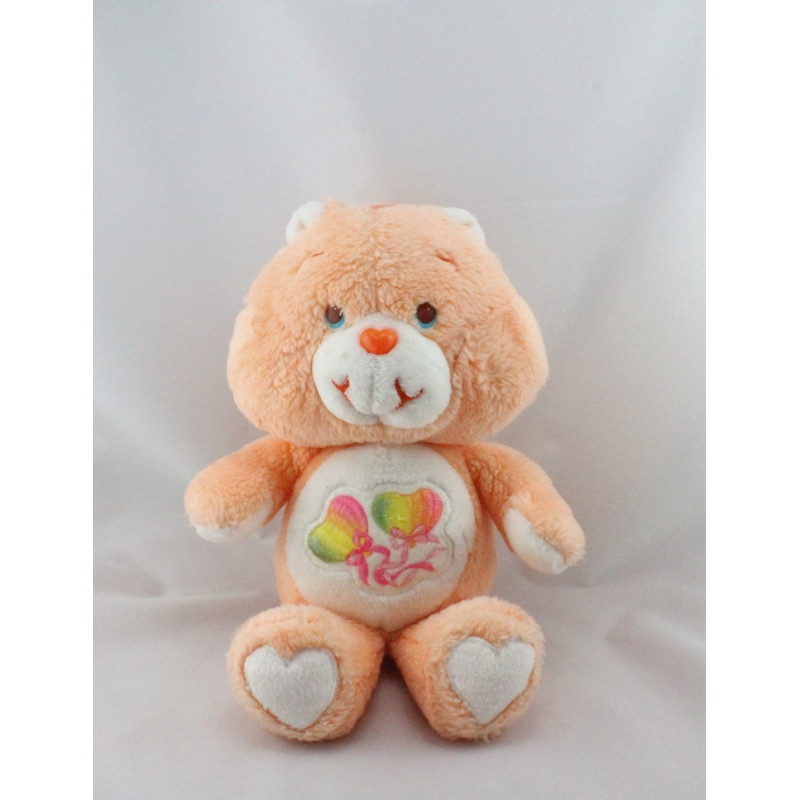 Peluche Bisounours orange clair Groschéri coeurs rubans CARE BEARS