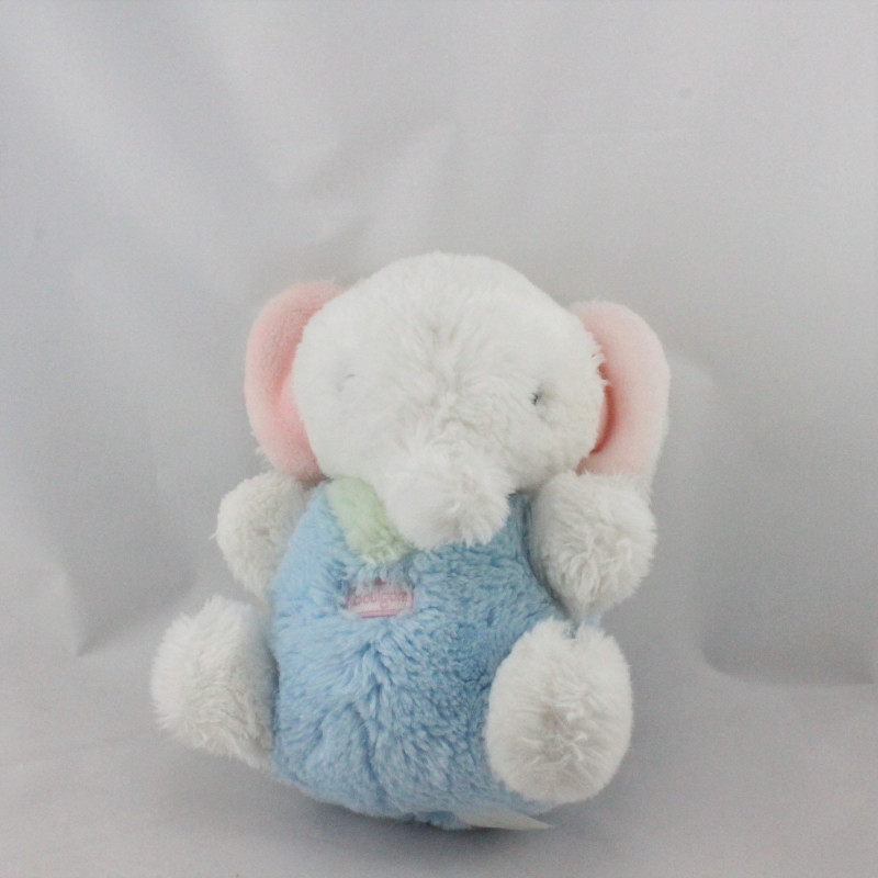 Doudou Peluche éléphant blanc bleu rose vert BOULGOM 