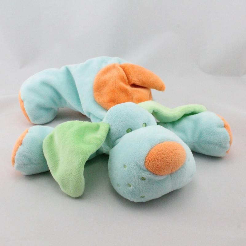 Doudou chien bleu vert orange TIAMO