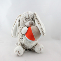 Doudou musical lapin marron blanc balle TEX