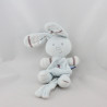 Doudou lapin bleu rayé violet attache tétine SUCRE D'ORGE 