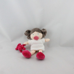 Doudou et compagnie poupée fillette blanche rose avec ours