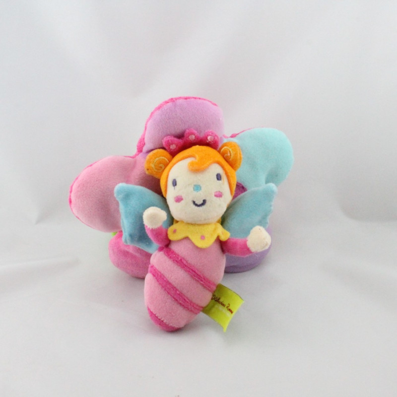 Doudou musical fleur fée papillon rose bleu vert KATHERINE ROUMANOFF