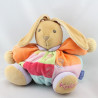 Doudou lapin patchwork orange vert bleu mauve jaune 123 KALOO