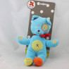 Doudou chat bleu vert rapiécé NICOTOY