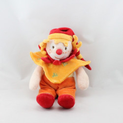 Doudou et compagnie clown orange rouge mouchoir do ré mi fa