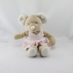 Doudou souris beige robe rose ballon BENGY