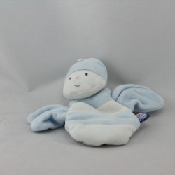Doudou plat abeille papillon bleu blanc SUCRE D'ORGE