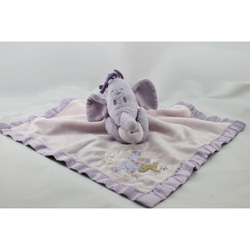 Doudou plat couverture rose satin Winnie l'ourson Disney