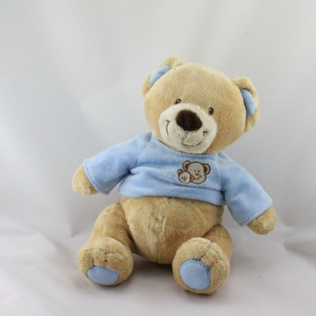 Doudou ours beige pull bleu NICOTOY
