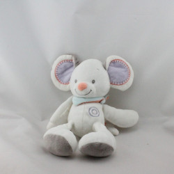 Doudou souris blanche grise foulard NATTOU 30 cm