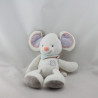 Doudou souris blanche grise foulard NATTOU 30 cm