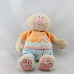 Doudou ours orange bleu brouette NATTOU
