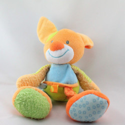 Doudou chien orange bleu vert Funny Farmer NATTOU