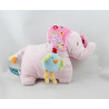Doudou éléphant rose oiseau bleu BEBEREVE