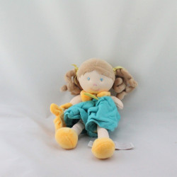 Doudou et compagnie poupée lutin fille mademoiselle Graffitis turquoise jaune