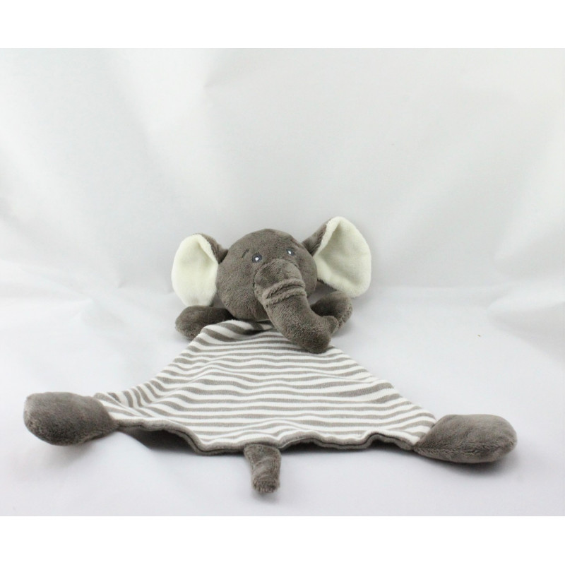 Doudou plat hérisson blanc marron rayé H ET M HM H&M