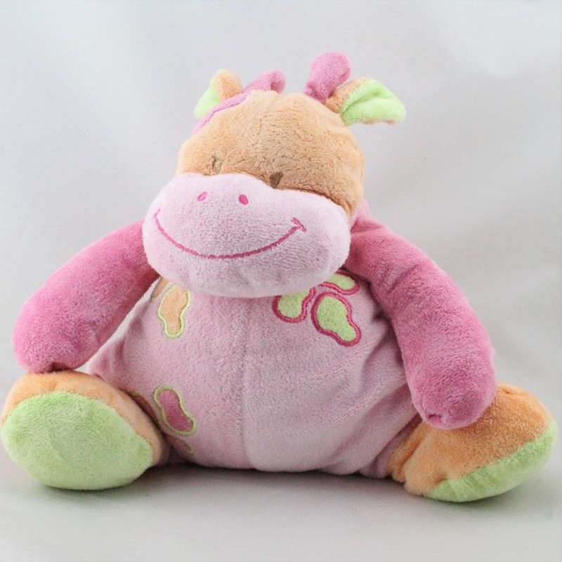 Doudou vache rose orange vert DOUKIDOU