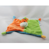 Doudou plat vache girafe bleu vert orange jaune BAMBIA