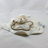 Doudou et compagnie plat fleur ours blanc beige brodé