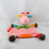 Doudou plat girafe rose vert rouge orange BABYSUN