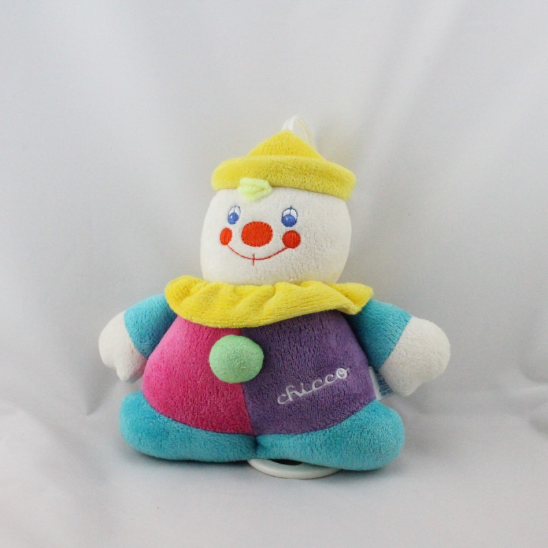 Doudou musical clown rose violet bleu jaune CHICCO