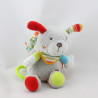 Doudou musical lapin chien gris rouge orange vert BABYSUN