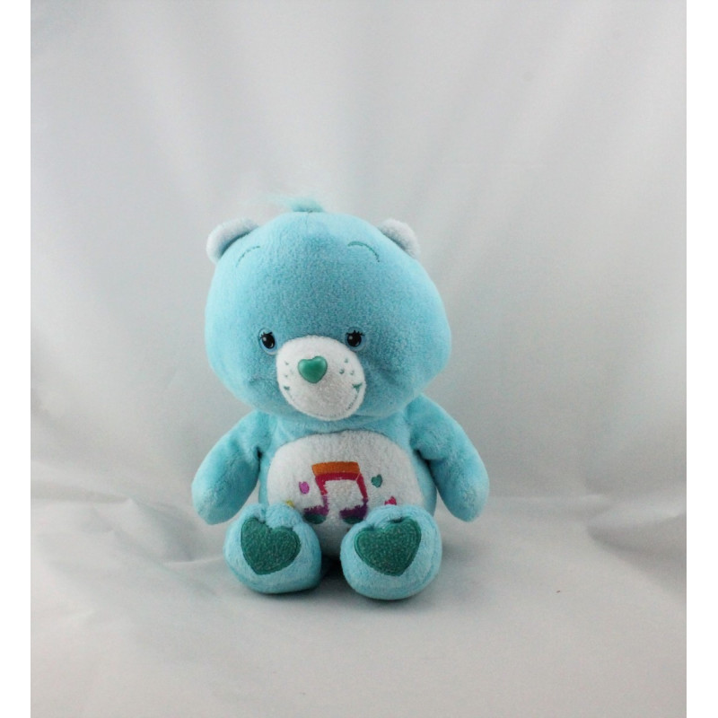 Peluche BISOUNOURS bleu Arc en ciel - Bashfull Heart Bear - Ours au coeur  timide - H 22 cm - CARE BEARS