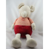 Doudou range pyjama Souris beige vichy rouge SUCRE D'ORGE 