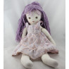 Ancienne Poupée Tissu robe mauve cheveux mauve MUNDIA