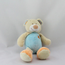 Doudou ours beige bleu orange étoile DOUKIDOU