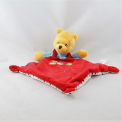 Doudou plat winnie l'ourson rouge bleu blanc étoiles cubes DISNEY NICOTOY
