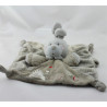 Doudou plat lapin rayé beige ABC attache tétine NICOTOY