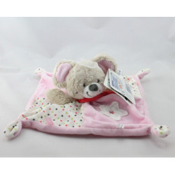 Doudou plat souris rose blanc étoiles MOTS D'ENFANTS