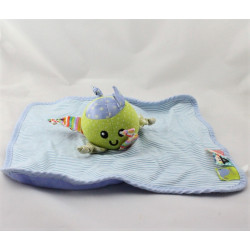 Doudou plat pieuvre vert bleu rayé ITSIMAGICAL