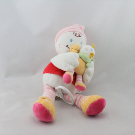 Doudou musical canard poule blanche rouge rose NICOTOY
