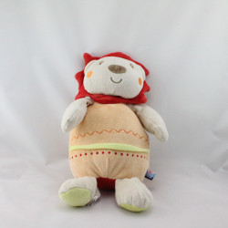Doudou lion beige orange rouge vert SUCRE D'ORGE