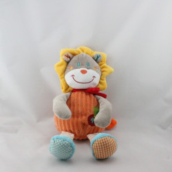 Doudou lion gris orange rouge jaune bleu MOTS D'ENFANTS