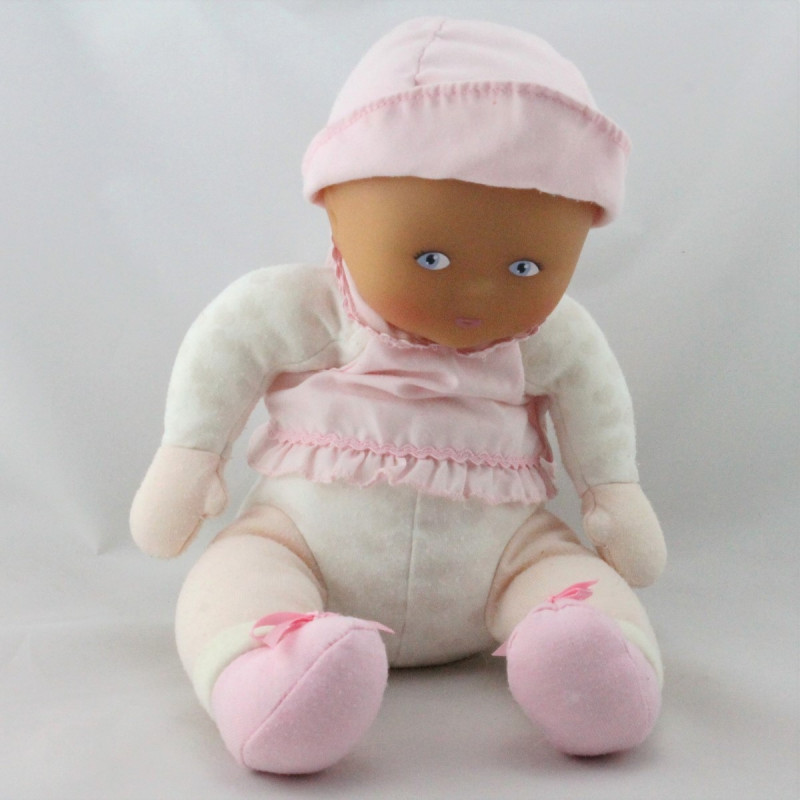 Doudou bébé poupée blanc rose coeurs COROLLE 2008