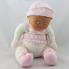 Doudou bébé poupée blanc rose coeurs COROLLE 2008
