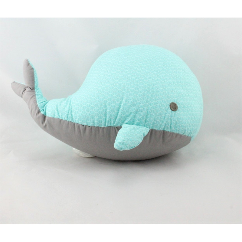 Doudou baleine bleu gris OBAIBI