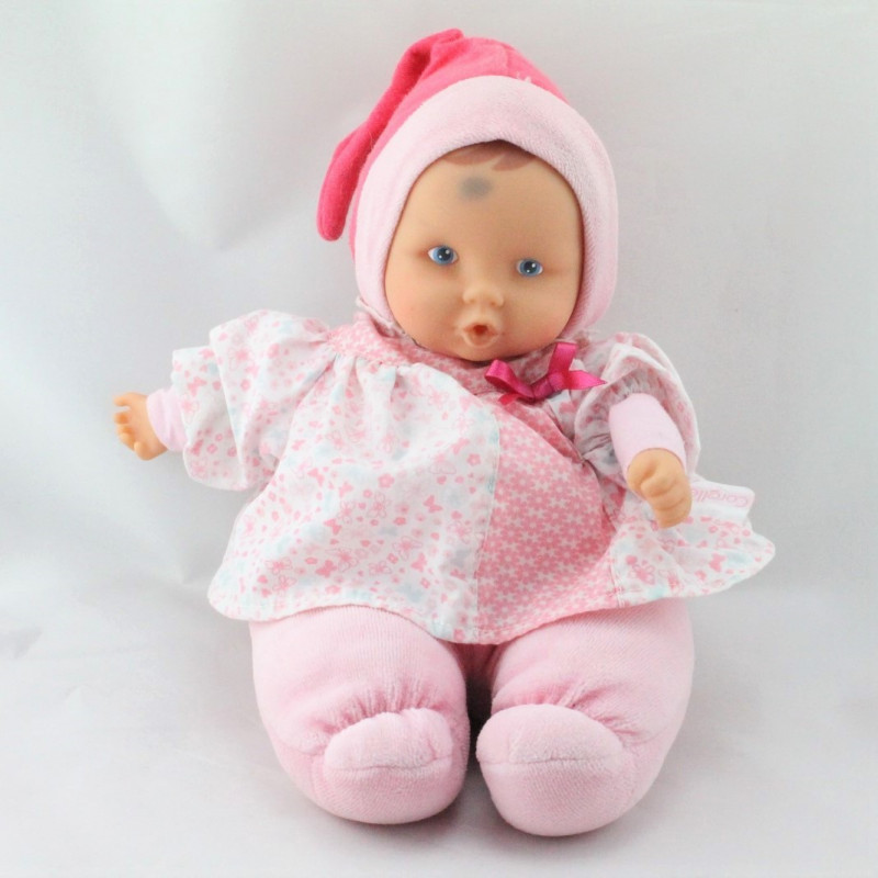 Doudou bébé poupée Baby Pouce rose fleurs papillons COROLLE 2012
