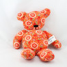 Doudou ours rouge orange fleurs DPAM DU PAREIL AU MEME