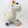 Doudou cerf elan renne gris blanc rouge vert orange SUCRE D'ORGE