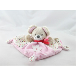 Doudou plat souris rose blanc étoiles MOTS D'ENFANTS