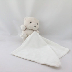 Doudou ours beige blanc mouchoir KIMBALOO